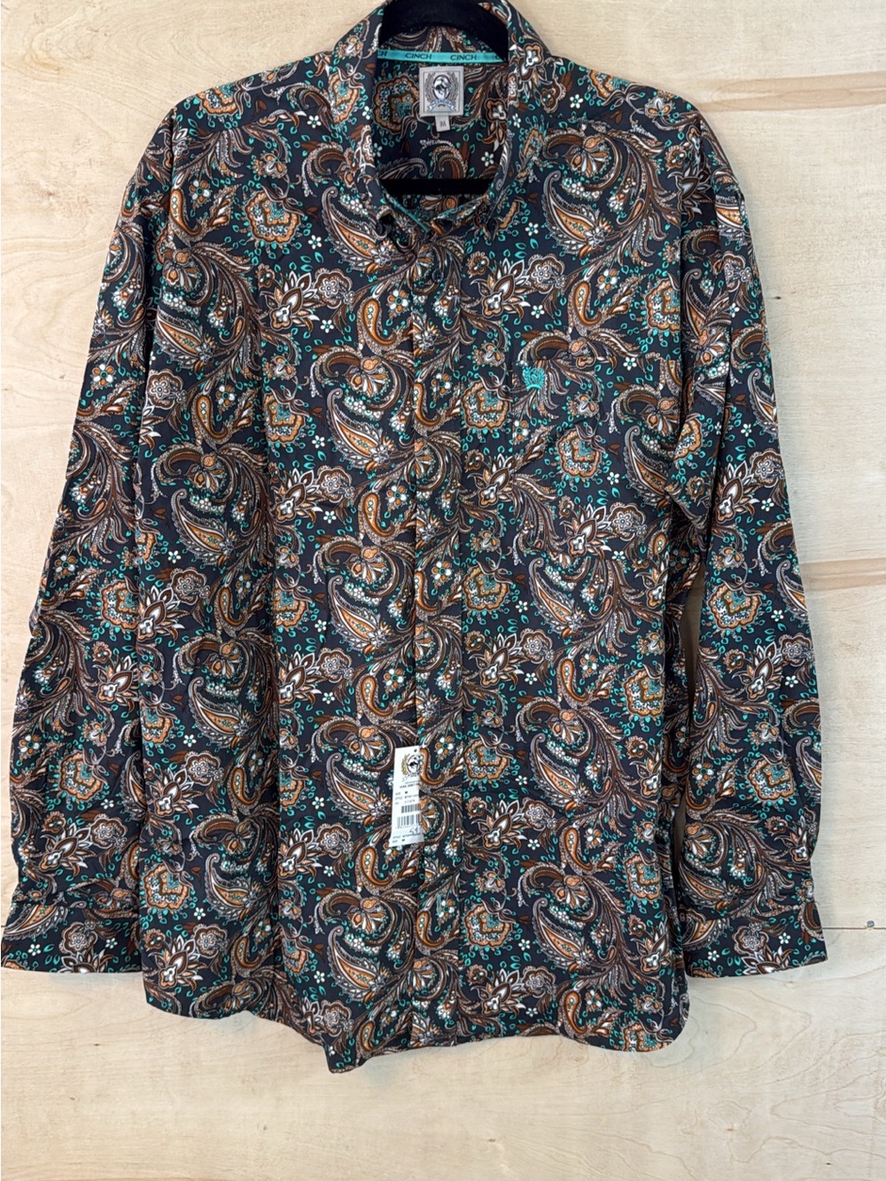 Cinch Men’s Paisley Button-Down Shirt - Brown & Teal